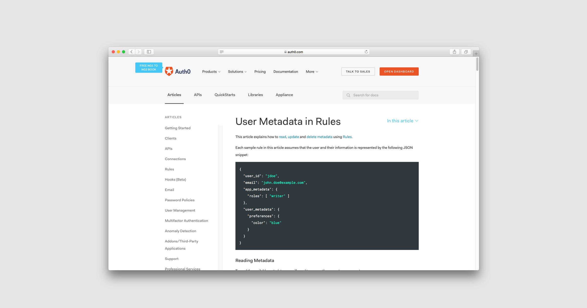 User metadata rules